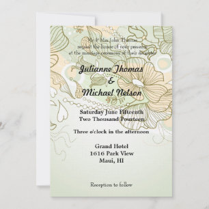 Invitation Romantique Coeur d'âme vert Mariage floral