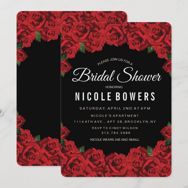 Invitation romantique de roses rouges pour la douc (Devant / Derrière)