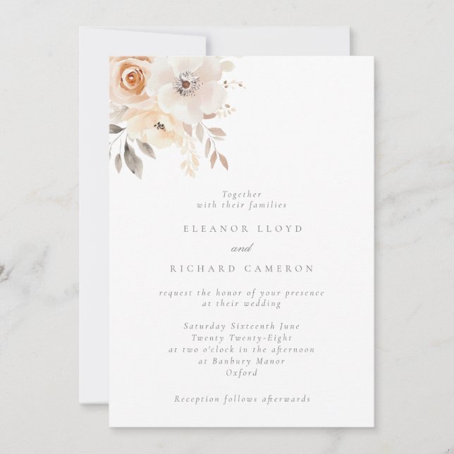 Invitation Romantique Delictic Blush Floral Wreath Mariage (Devant)