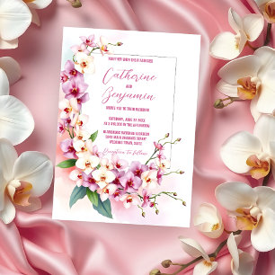 Invitation Romantique Delictic Mariage d'orchidées rose et bl