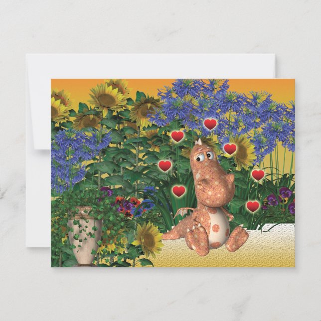 Invitation Romantique dragon mignon (Devant)