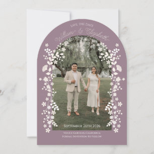 Invitation Romantique Dusty Lavender Arche florale Enregistre