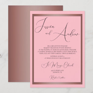 Invitation Romantique Dusty rose et Rose Mariage or
