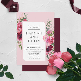 Invitation Romantique Dusty Rose Peony Cadre moderne