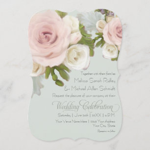 Invitation Romantique Dusty Rose Sage Succulents Mariage flor
