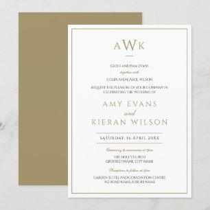 Invitation Romantique Elegant Gold Classic Mariage