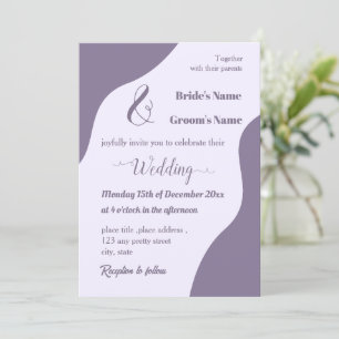 Invitation Romantique élégant mariage mauve