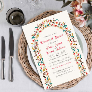 Invitation Romantique Élégant Moderne Floral Dîner de Répétit