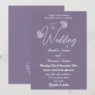 Invitation Romantique élégant papillons mauve mariage