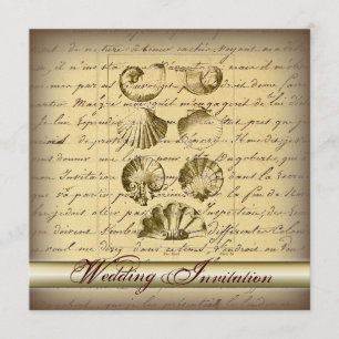 Invitation Romantique Elegant Seashell Beach Mariage Invitati