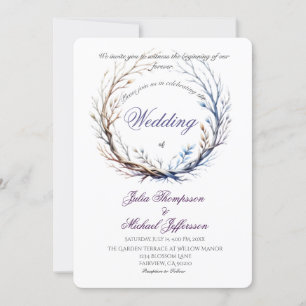 Invitation Romantique et poétique Pastel Lilac Thème rustique