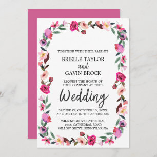 Invitation Romantique Fairytale Blossom Wreath Mariage