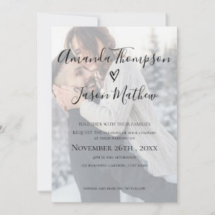 Invitation Romantique Faux Vellum Effet Mariage photo