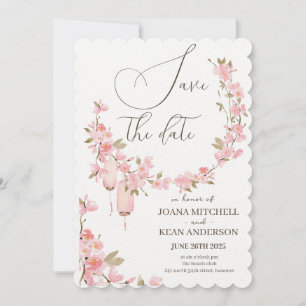 Invitation Romantique Fleur Rose Save the Date