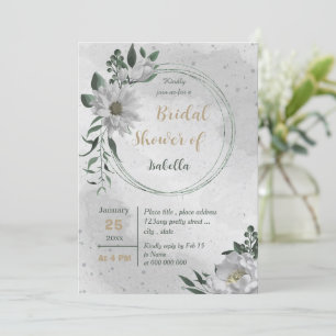 Invitation romantique fleurs blanches botanique douche nuptia