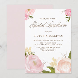 Invitation Romantique Fleurs Roses Roses Roses Déjeuner nupti