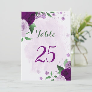 Invitation Romantique fleurs violet verdure tableau numéro ca