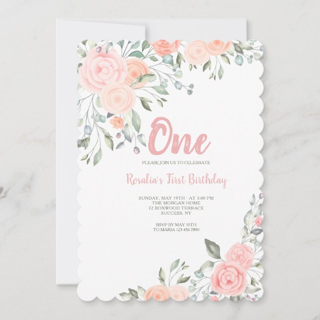Invitation Romantique Floral Anniversaire (Devant)