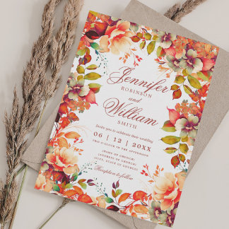 Invitation Romantique Floral Automne Automne Élégant Mariage