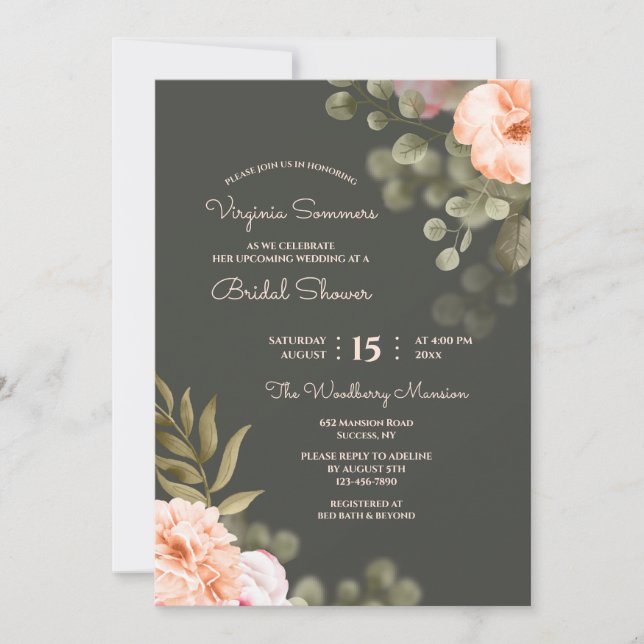 Invitation Romantique Floral Bridal (Devant)