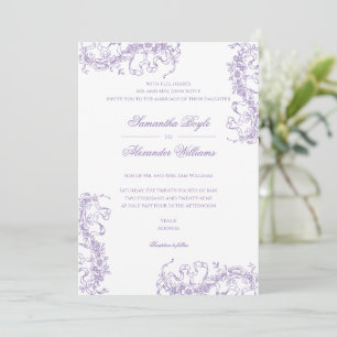 Invitation Romantique Floral Français Rococo Lavender Mariage