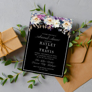 Invitation Romantique Floral Moody Dark Flower Dîner de répét