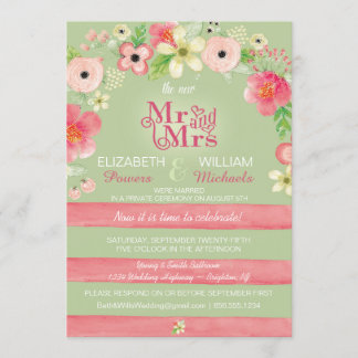 Invitation Romantique Floral Post Mariage Réception uniquemen