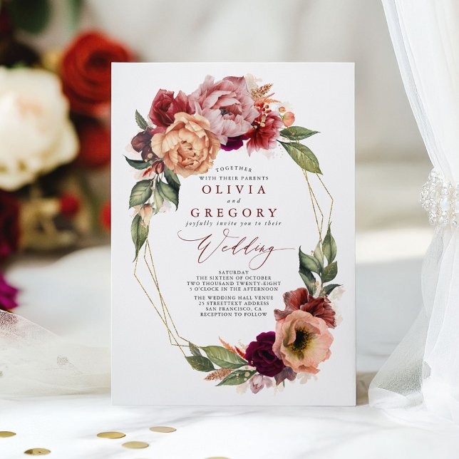 Invitation Romantique Floral Tones de Terre Mariage de automn (Floral Fall Wedding Invitation)