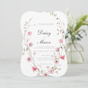 Invitation Romantique Flore douce mariage rose