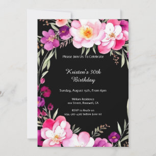 Invitation Romantique Foral Anniversaire