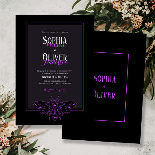 Invitation Romantique gothique noir et violet Mariage