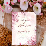 Invitation Romantique japonais rose cerisier Mariage<br><div class="desc">Cette Faire-part de mariage romantique japonaise rose cerise en fleurs est parfaite pour votre mariage rose oriental élégant. Le style sakura japonais de fleurs de cerisiers accompagné de l'aquarelle minimaliste fera vivre votre vision ! Ce design de jolies cerises roses, des touches de rose bohème et des tons de violet...</div>