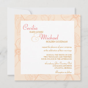 Invitation Romantique jardin de printemps fleuri sorbet corai