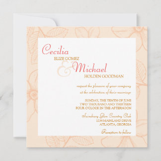 Invitation Romantique jardin de printemps fleuri sorbet corai