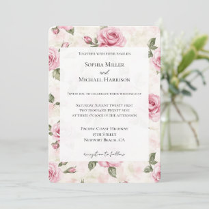 Invitation Romantique Joli rose Roses Mariage Floral