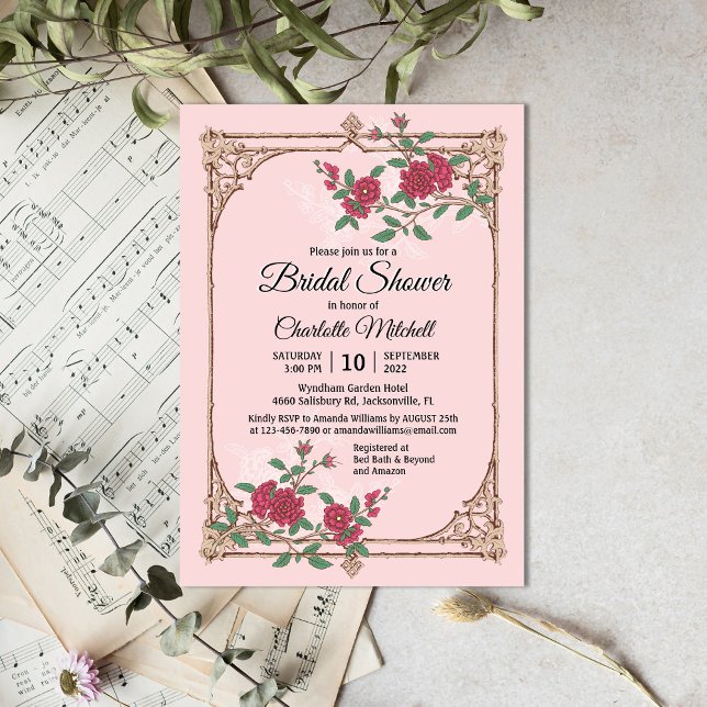 Invitation Romantique médiévale avec Fête des mariées en bois (Créateur téléchargé)