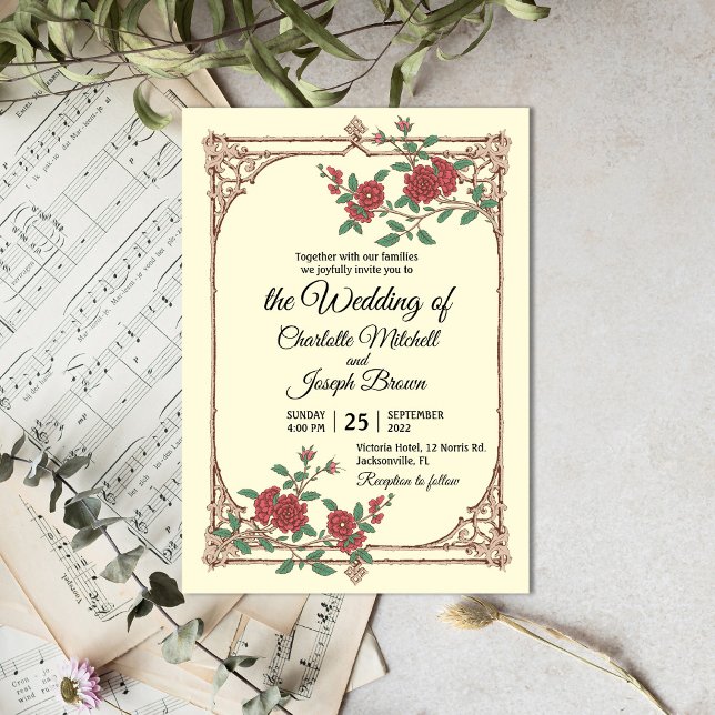 Invitation Romantique médiévale avec Mariage en bois (Créateur téléchargé)