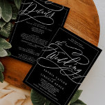 Invitation Romantique noir et blanc tout en un Mariage<br><div class="desc">Ce romantique noir et blanc tout en un faire-part de mariage est parfait pour un simple mariage. Le design classique moderne comprend des tourbillons fantaisistes et des fleurs fantaisistes avec une magnifique typographie élégante et lettrée à la main. Enregistrez du papier en incluant les détails au verso du faire-part de...</div>