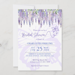 Invitation Romantique Papillon & Wisteria Fête des mariées de