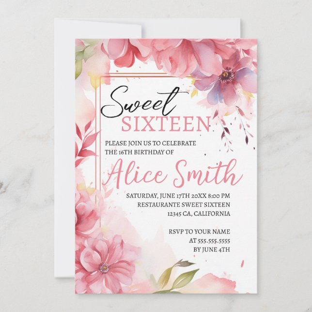 Invitation Romantique pastel fleurs sauvages printemps doux 1 (Devant)