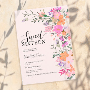 Invitation Romantique pastel fleurs sauvages printemps doux 1