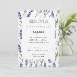 Invitation Romantique Plutôt Violet Lavande Florale Anniversa