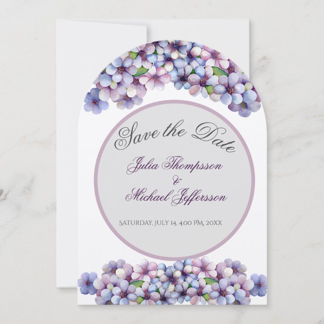 Invitation Romantique Poétique Lilac Aquarelle Mariage Floral (Devant)
