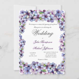 Invitation Romantique Poétique Lilac Aquarelle Mariage Floral