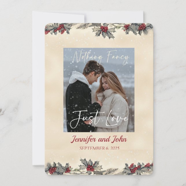 Invitation Romantique Rien de fantaisie Juste Amour Mariage d (Devant)