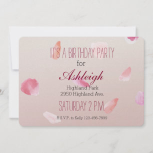 Invitation Romantique rose pâle Rose pétal floral