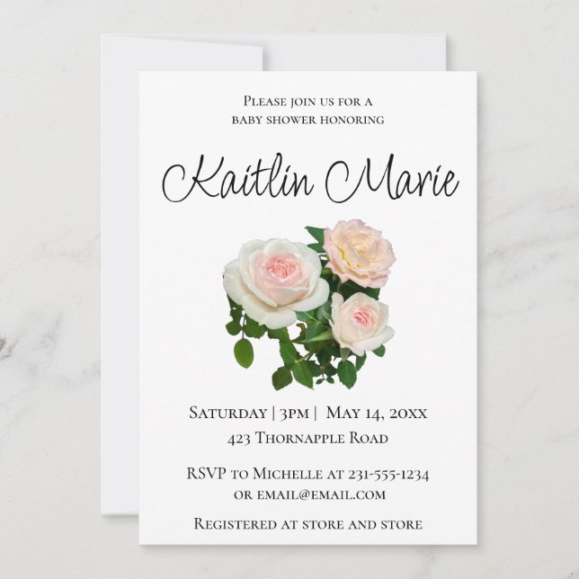 Invitation Romantique rose roses rose rose rose floral rose b (Devant)