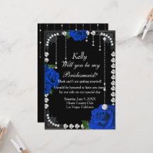 Romantique Roses Bleus Et Diamants Bridesmaid