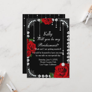 Invitation Romantique Roses Rouges Et Diamants