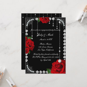 Invitation Romantique Roses Rouges Et Diamants
